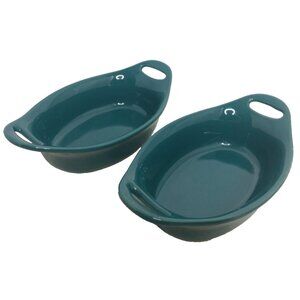 Rachael Ray Ceramic 2 Piece Oval Au Gratin Bakers Agave Green
